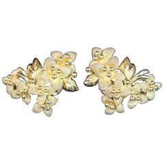 Floral Textured Gold Earrings