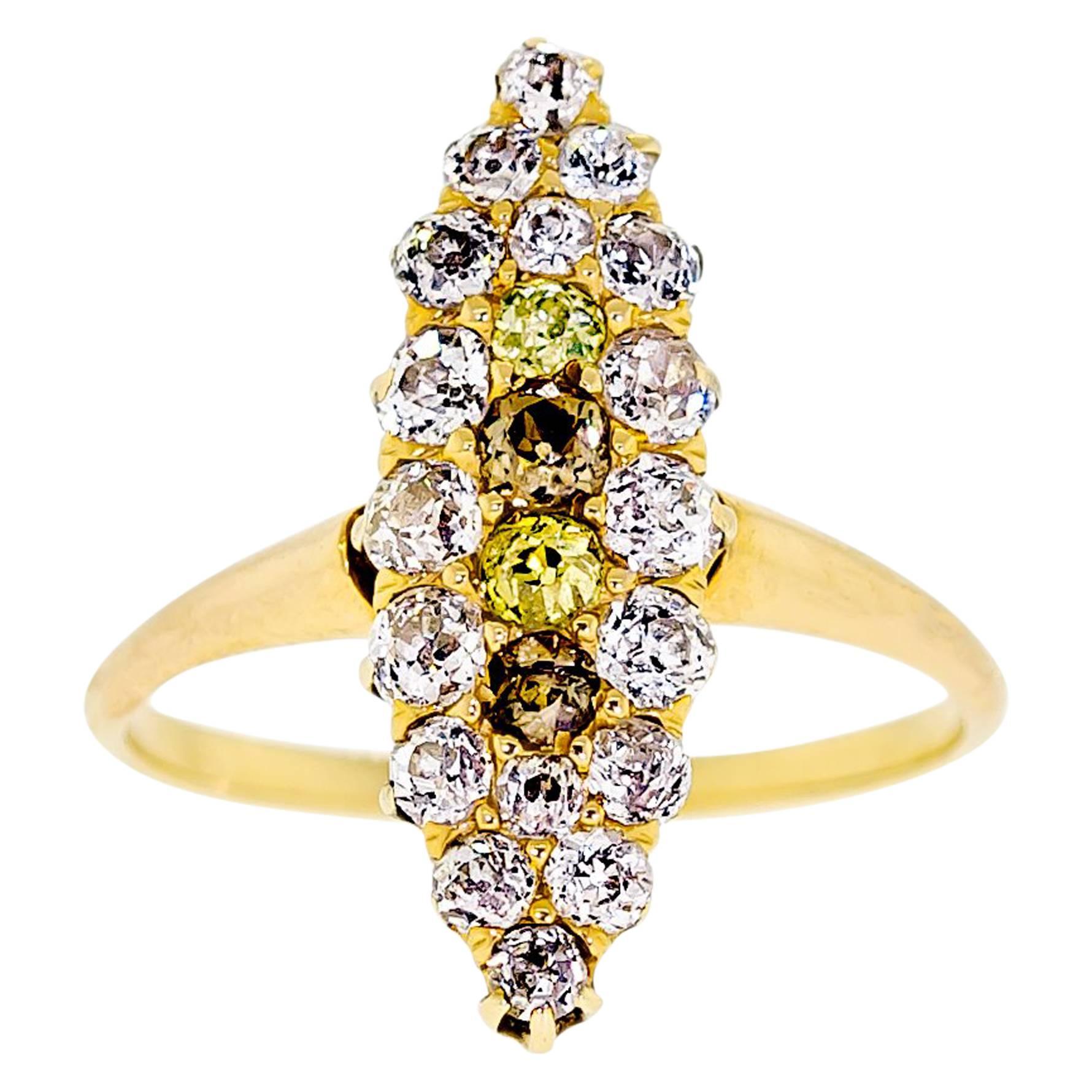 Sweet Antique Turn of the Century Diamond And Yellow Gold Ring For Sale