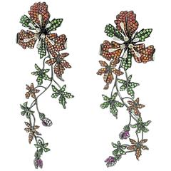 10.22 Carat Sapphire Tsavorite Garnet Diamond Gold Earrings 9