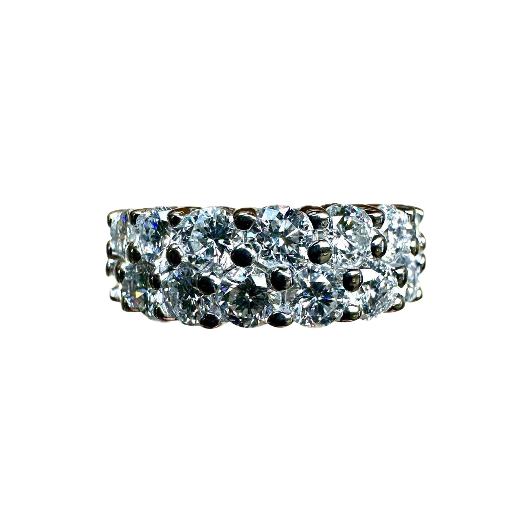 Handmade Platinum Two Row 4 Carat Diamond Eternity Engagement Band