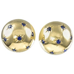 Large Vintage Gold and Sapphire Earrings