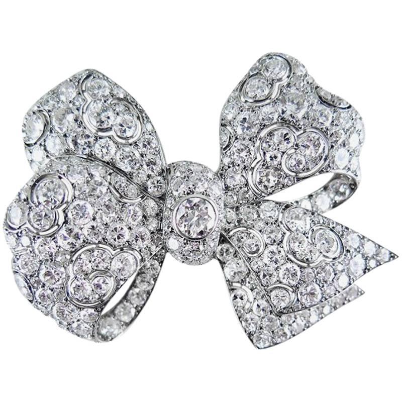 Boucheron Art Deco Diamond Bow Brooch For Sale