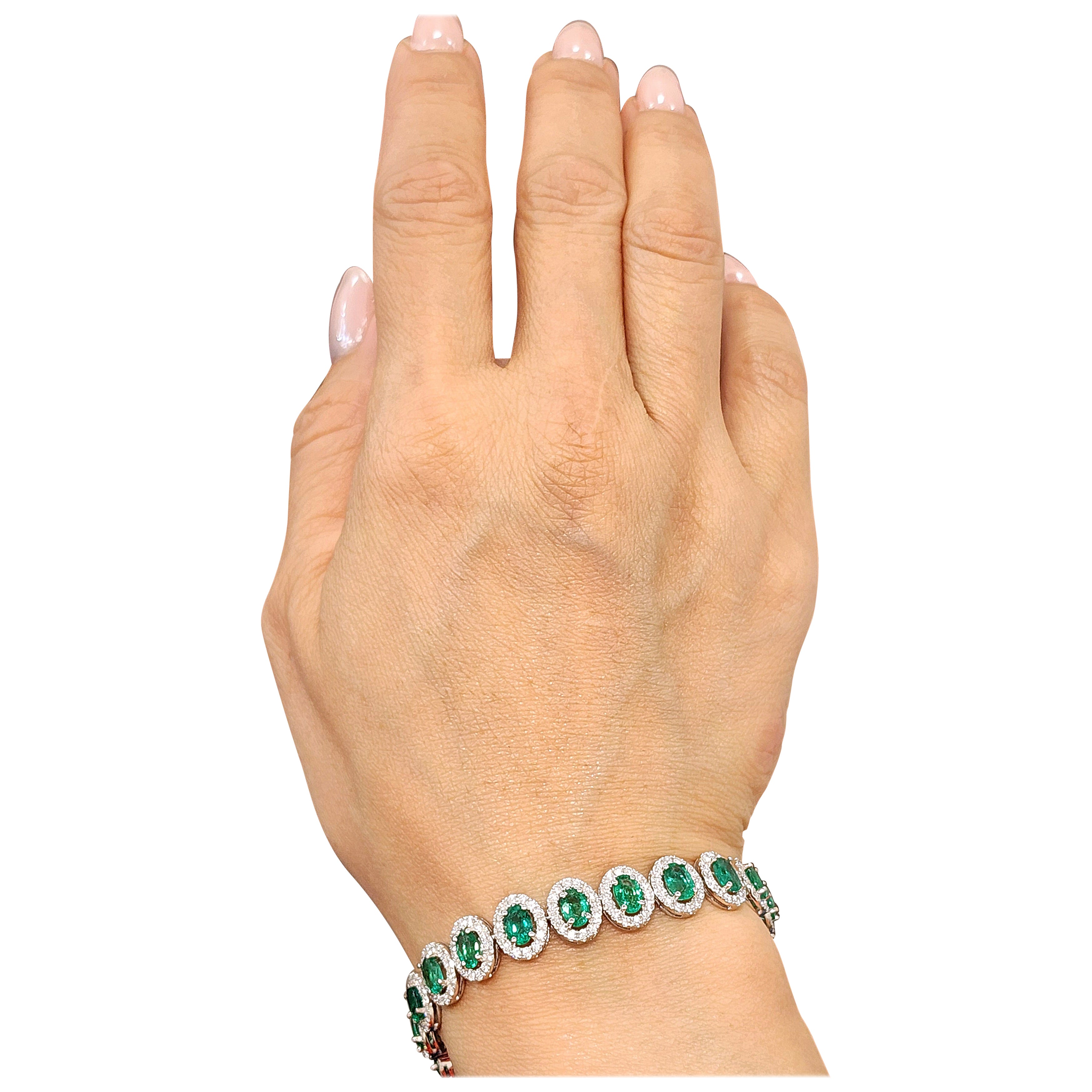 13,41 ct Natürlicher sambischer Smaragd & Diamant-Armband im Angebot