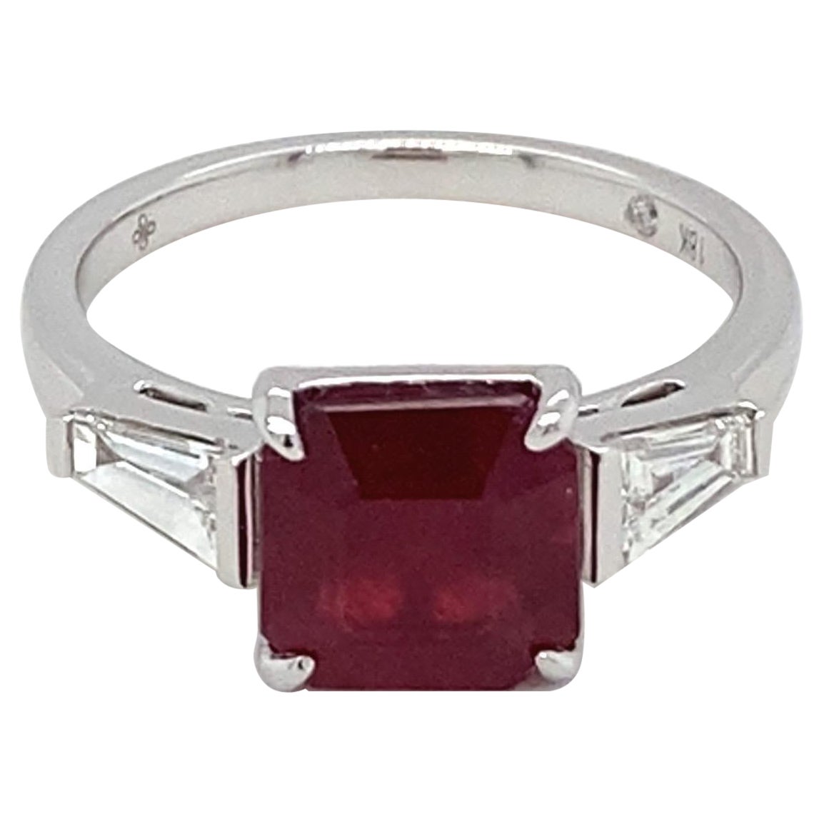 GAI Certified 3.12 Carat Ruby Diamond White Gold Ring