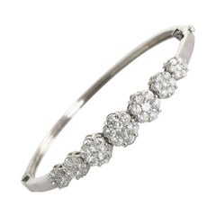 14K White Gold Diamond Bangle Bracelet 3.50ct
