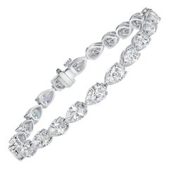 Bracelet tennis en or blanc 14 carats avec diamants en forme de poire de 11,59 carats certifiés par le GIA