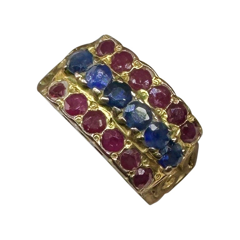 6 Zafiro 12 Rubí Anillo Anillos Apilados Oro Renacimiento Bizantino