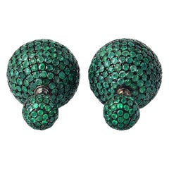 Front Back Double Sided Emerald Stud Earrings