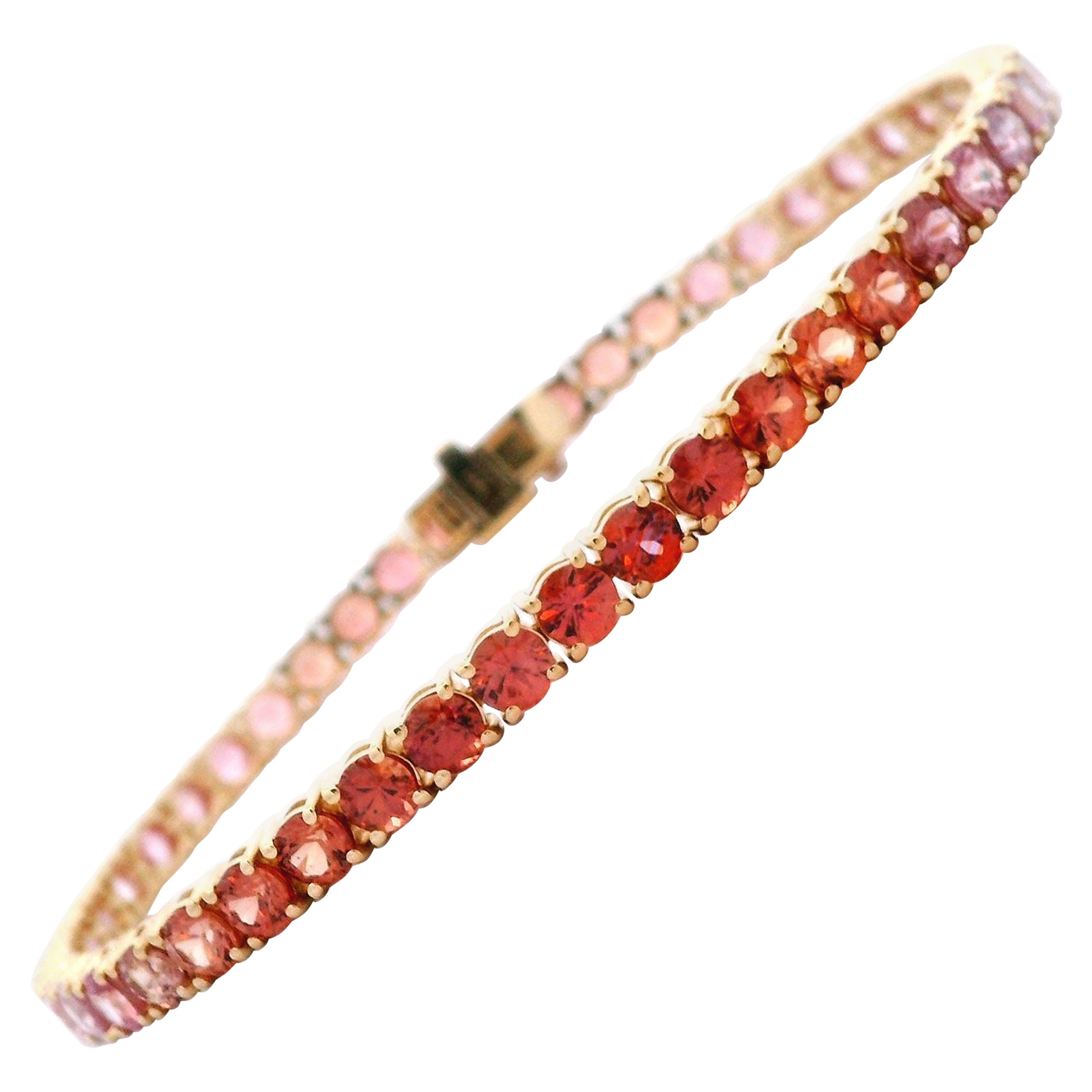 Alexander Beverly Hills Tennisarmband aus 18 Karat Gelbgold mit 9,37 Karat rosa Saphiren