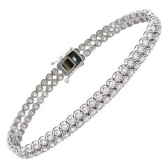 Tennisarmband aus 18 Karat Weißgold mit 5,18 Karat zweireihigem Diamanten