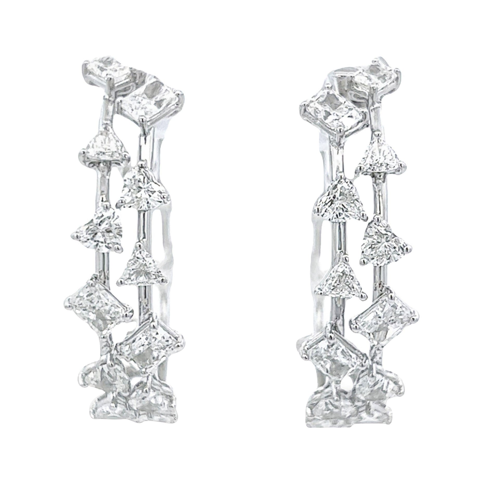 Alexander Beverly Hills 5.53ct Mixed Diamond Double Hoop Earrings 18k White Gold