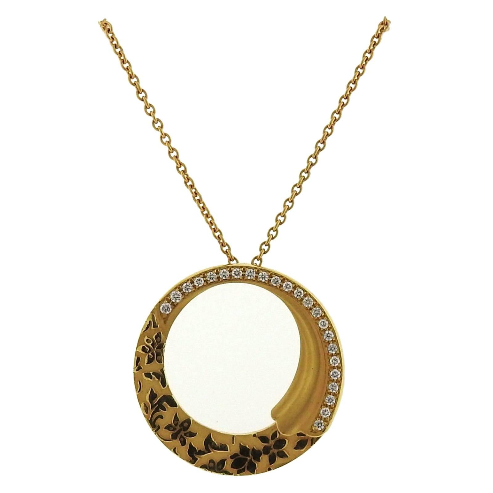 Carrera Y Carrera Cervantes Gold Diamond Circle Pendant Necklace
