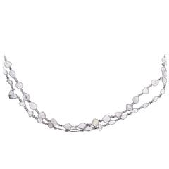 Beautiful Sliced Diamond and Oxidized Silver Long Chain Necklace