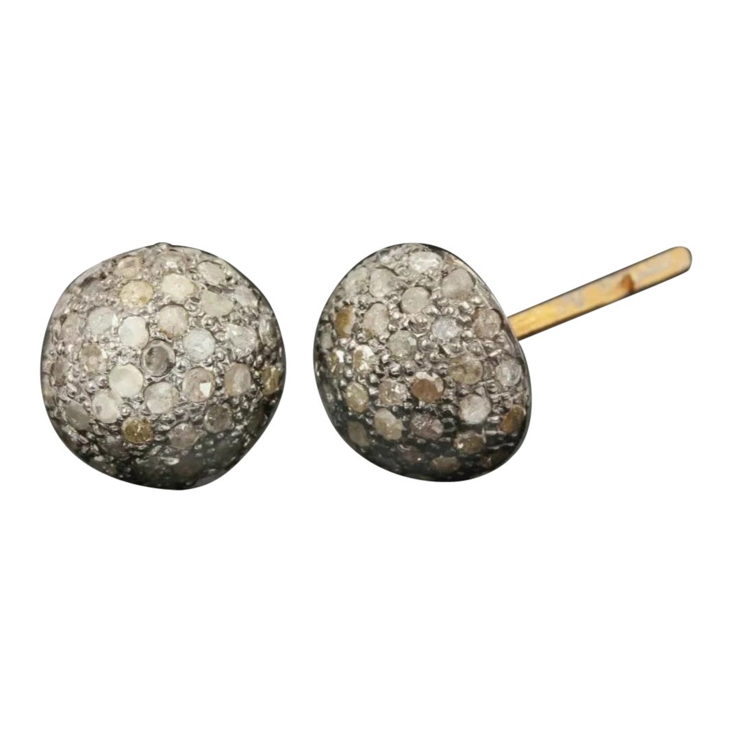 Pave Diamond Dainty Stud Earring 925 Silver Diamond Earring 14k Gold Earring.
