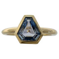 0.54ct Light Blue Ceylon Sapphire Shield Cut 18k Yellow Gold Solitaire Ring