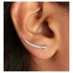 Pendiente Envolvente Luna Creciente Diamante Pave Oro 14k Regalo Aniversario Pendiente Tops.