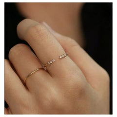 Open Diamond Wedding Ring 14k Solid Gold Minimalist Stacking Ring Cuff Ring Gift