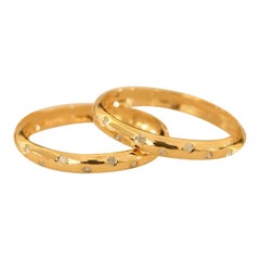 Alianza de Diamante Natural Anillo de Oro de 14k Anillo de la Eternidad Regalo de Boda Hecho a Mano.
