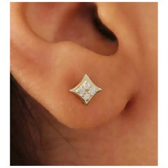 Minimalistischer natürlicher Diamant-Ohrstecker 14k Gold Minimalistischer Schmuck zum Muttertag Geschenk.