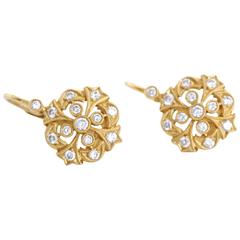 Antique Diamond Gold  Flower Earrings