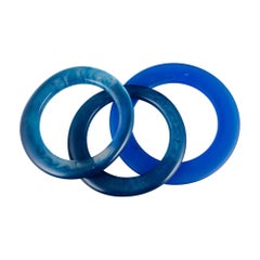 French jewelry designer. Three bracelets in blue plastic. Late 20th century.
