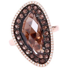 Vintage Amazing Smoky Quartz and Diamond Ring