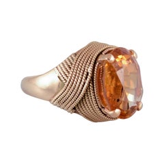 Swedish goldsmith. Large 18 karat cocktail ring with amber-colored citrin