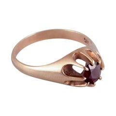 Vintage Danish goldsmith. 14-karat gold ring with burgundy-colored semi-precious stone