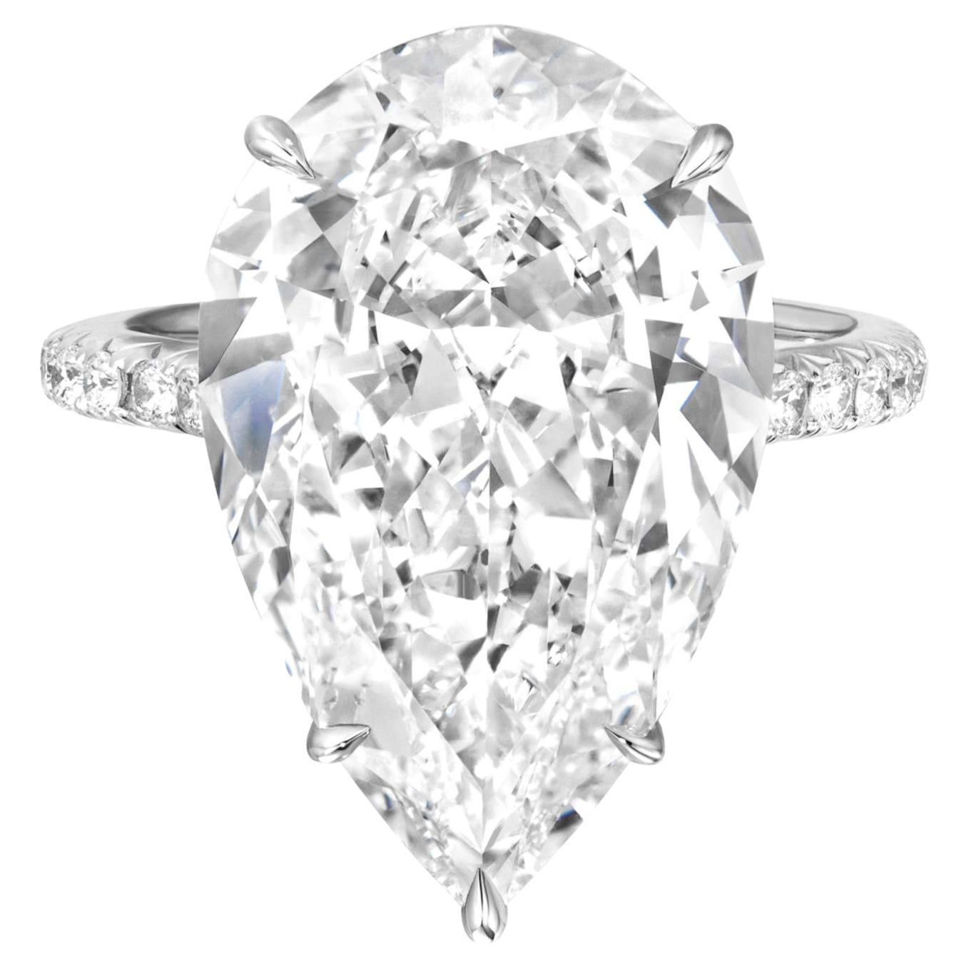 GIA Certified 5.50 Carat Pear Cut Diamond E Color VVS2 Clarity Ring with pavé