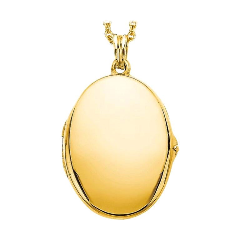 Collier pendentif ovale personnalisable en or jaune 18 carats - 23,0 mm x 32,0 mm