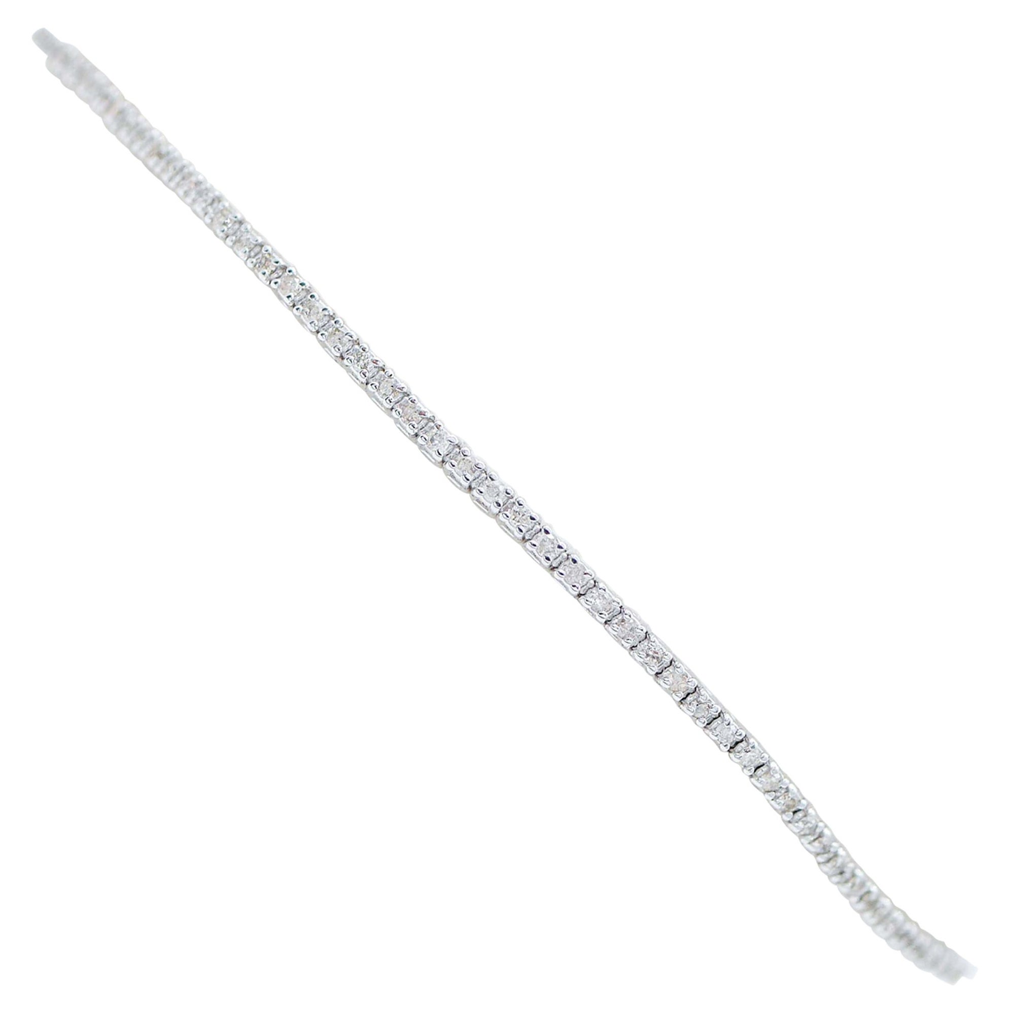 Bracelet tennis en or blanc 14 carats et diamants de 0,83 carat en vente