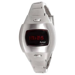 Retro Ladies Collectible Pulsar Digital Steel LED Display Quartz Wristwatch