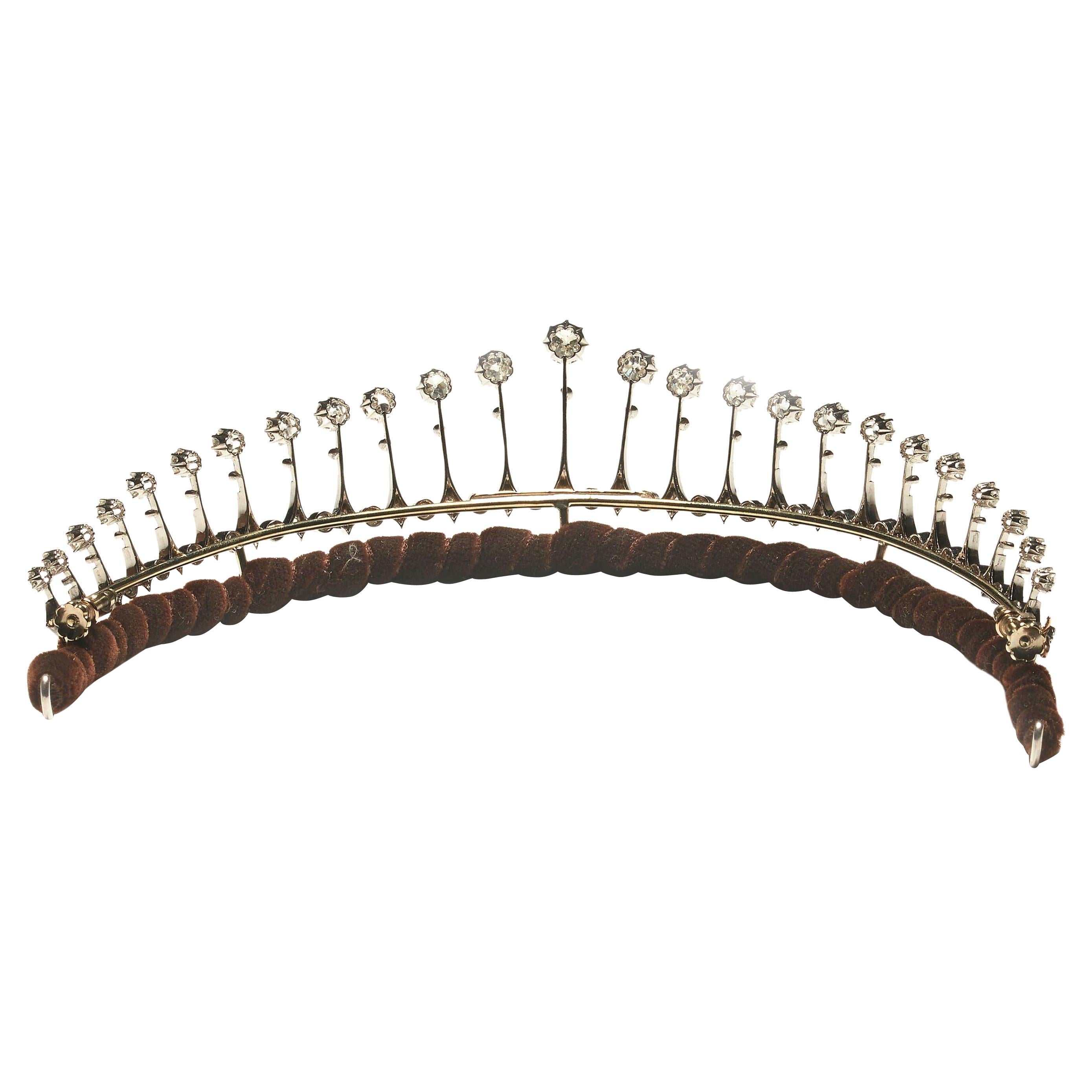 Antica collana di diademi con frange di diamanti, argento e oro, circa 1910 in vendita 5