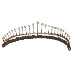 Antique Diamond Fringe Tiara Necklace, Silver Upon Gold, circa 1910