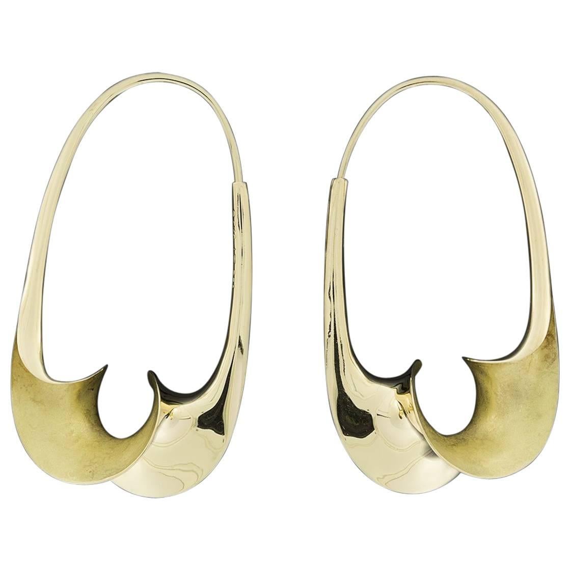 Michael Good  Gold Torque Medium Oval Endless Hoop Earrings