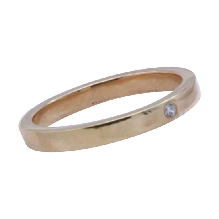 Ring Gold Diamond Engagement Bezel 14K Yellow Set Round Cut Wedding Band en vente