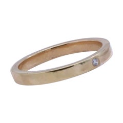 Ring Gold Diamond Engagement Bezel 14K Yellow Set Cut Round Wedding Band