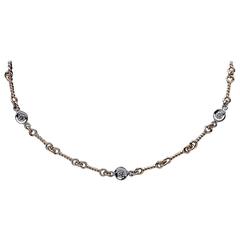 Roberto Coin Rose & White Gold Diamond Dogbone Chain Necklace