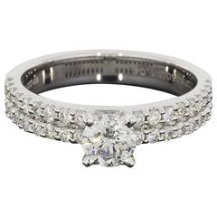 Round Diamond Double Row Shared Prong Engagement Ring