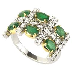 Two Colour Diamond and Emerald Ring 1.14ct