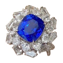 Emilio Jewelry Certified 7.34 Carat No Heat Cornflower Blue Sapphire Ring