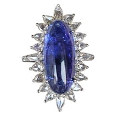 Bague Cocktail Dome en or 18 carats, 10,88 carats, Tanzanite et diamants taillés en rose