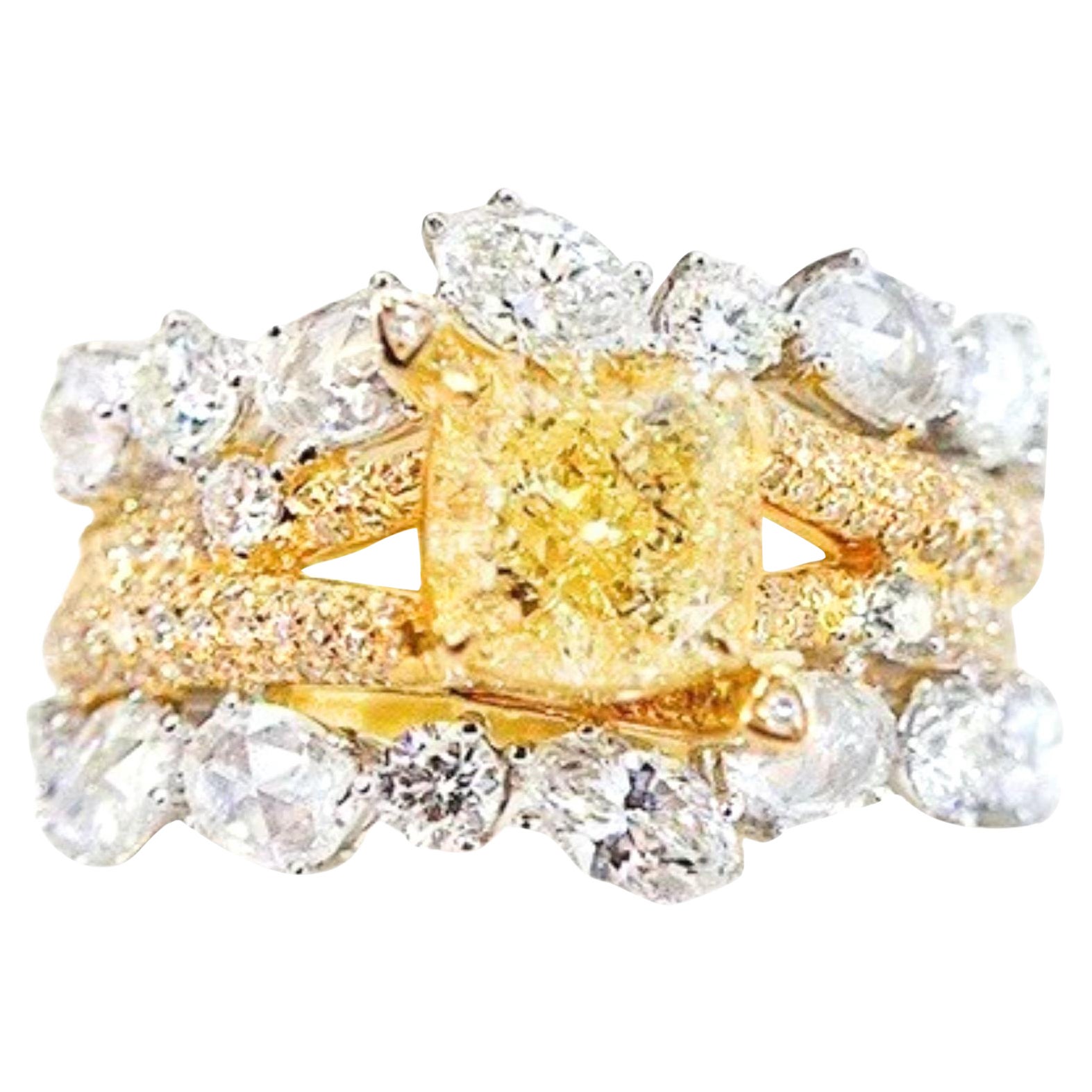 GIA Certified VS2 Clarity 1.51 CT Fancy Yellow Diamond 18K Yellow Gold Ring