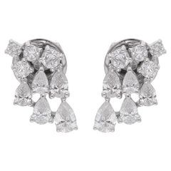 Orecchini di diamanti naturali da 1,1 carati SI/H Pear Round Brilliante Cut in oro bianco 10k