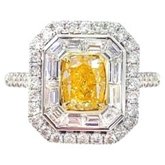 18 Karat Weißgold Cocktail-Ring mit gelbem Fancy-Diamant und Diamant