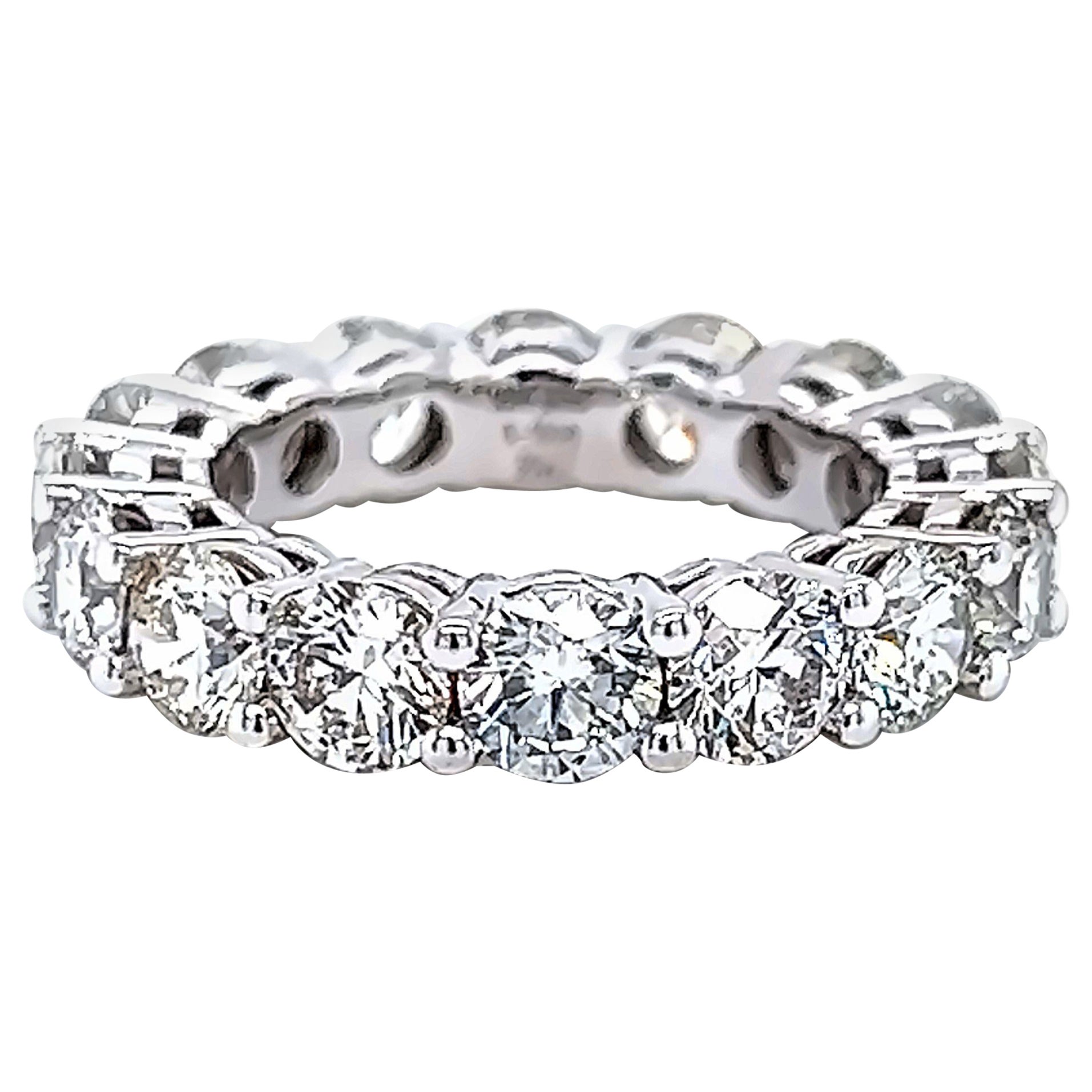 Alexander Beverly Hills 5.01ct Round Diamond Eternity Band 18k White Gold s.4.5