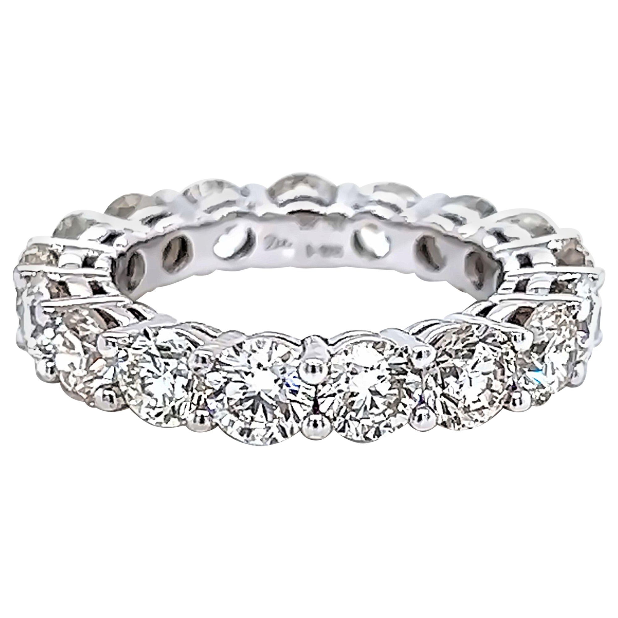 Alexander Beverly Hills 5.17ct Round Diamond Eternity Band 18k White Gold s.5.75 For Sale
