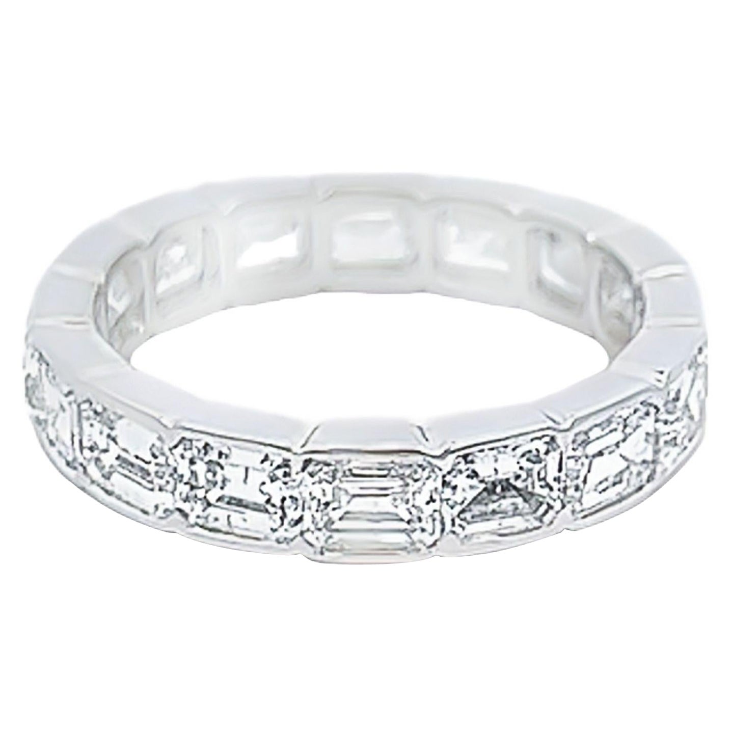 Alexander Beverly Hills 3.64ct Emerald Cut Diamond Eternity Band 18k S.5.5 For Sale