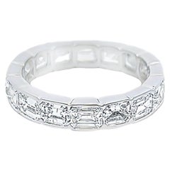 Alexander Beverly Hills 3.64ct Emerald Cut Diamond Eternity Band 18k S.5.5