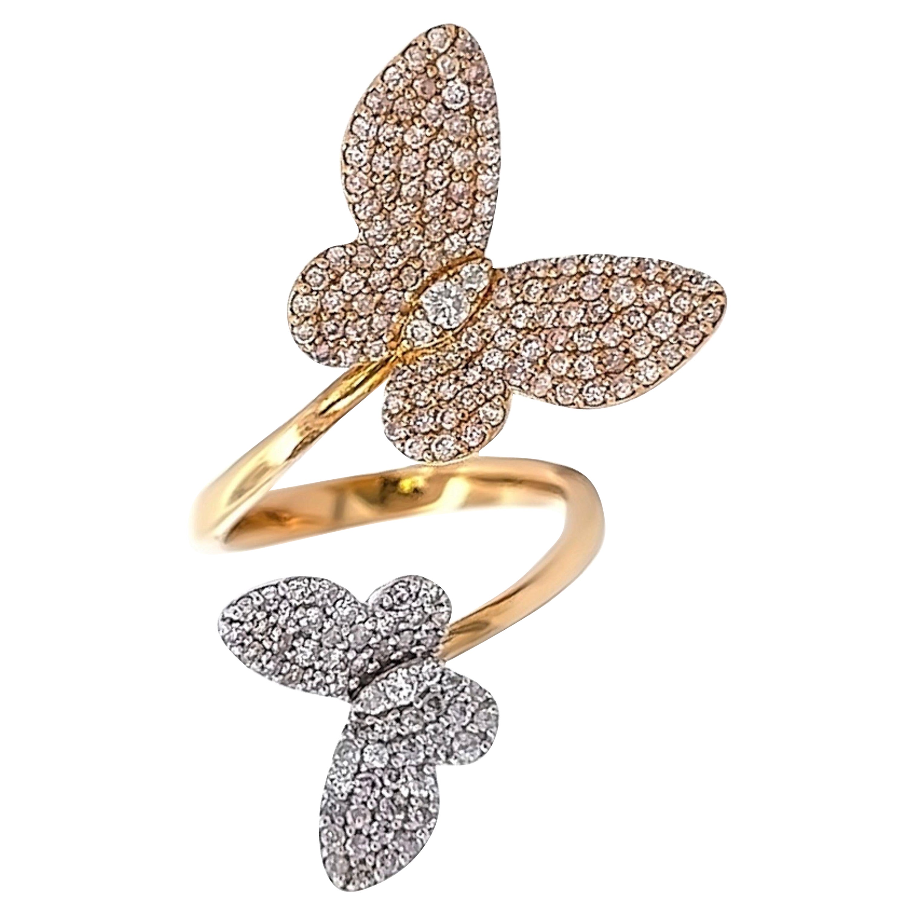 Alexander Beverly Hills 1.13ct Diamond Butterfly Bypass Ring 18k Two Tone